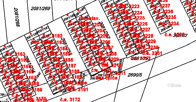 Prostřední Suchá 3209, Havířov na parcele st. 2081/54 v KÚ Prostřední Suchá, Katastrální mapa