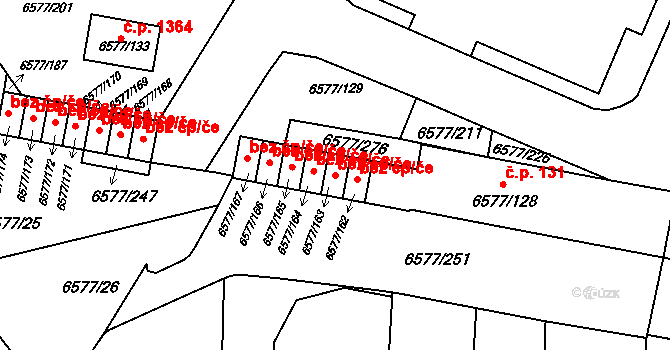 Přerov 43202268 na parcele st. 6577/163 v KÚ Přerov, Katastrální mapa