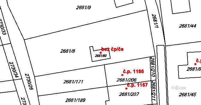 Bučovice 43532268 na parcele st. 2681/60 v KÚ Bučovice, Katastrální mapa
