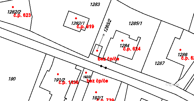 Praha 46726268 na parcele st. 1285/2 v KÚ Podolí, Katastrální mapa