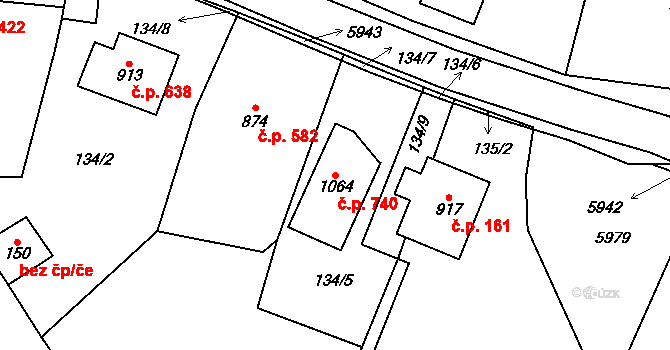 Polešovice 740 na parcele st. 1064 v KÚ Polešovice, Katastrální mapa