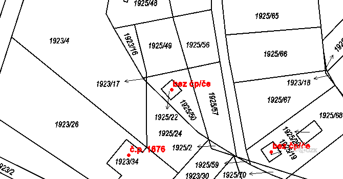 Holešov 47588268 na parcele st. 1925/22 v KÚ Holešov, Katastrální mapa