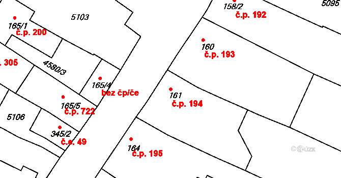 Boršice 194 na parcele st. 161 v KÚ Boršice u Buchlovic, Katastrální mapa