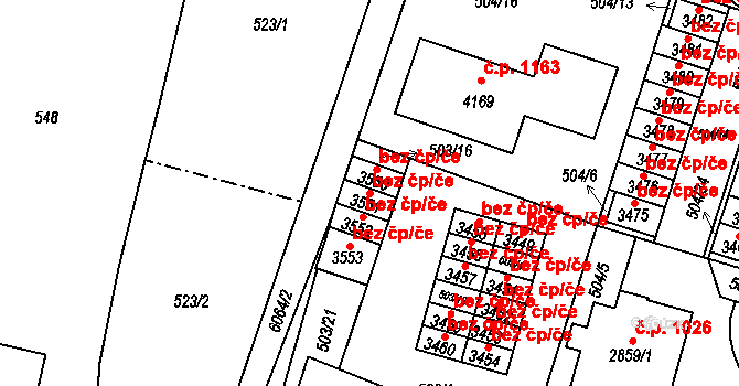 Polička 48537268 na parcele st. 3551 v KÚ Polička, Katastrální mapa