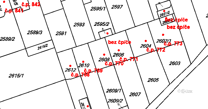 Zábřeh 770 na parcele st. 2608/1 v KÚ Zábřeh na Moravě, Katastrální mapa