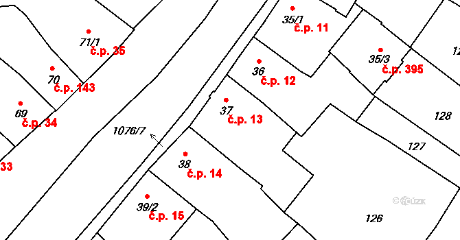 Husinec 13 na parcele st. 37 v KÚ Husinec, Katastrální mapa