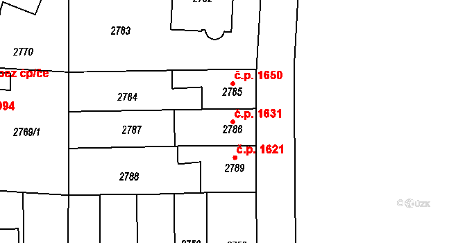 Louny 1631 na parcele st. 2786 v KÚ Louny, Katastrální mapa