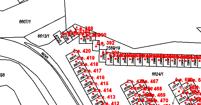 Žatec 391 na parcele st. 2569/1 v KÚ Žatec, Katastrální mapa