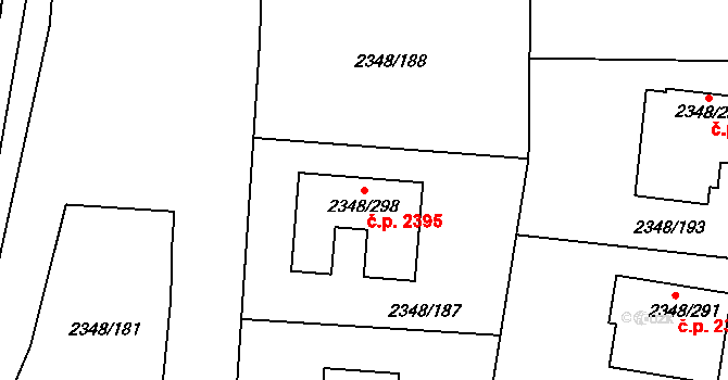 Pelhřimov 2395 na parcele st. 2348/298 v KÚ Pelhřimov, Katastrální mapa