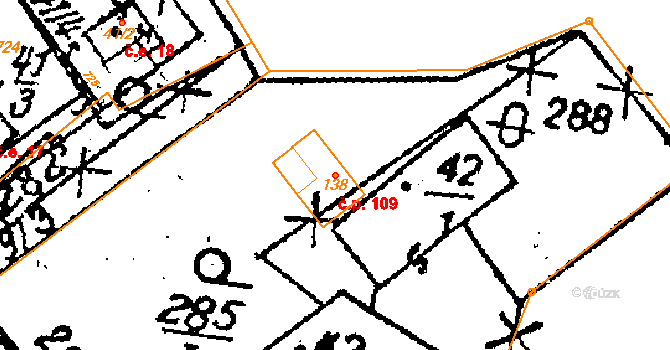 Horní Rokytá 109, Rokytá na parcele st. 138 v KÚ Horní Rokytá, Katastrální mapa