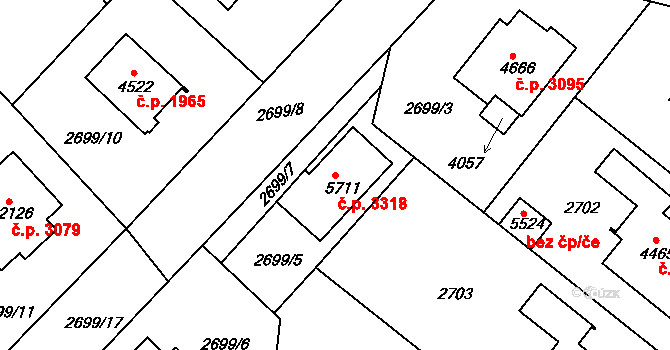 Havlíčkův Brod 3318 na parcele st. 5711 v KÚ Havlíčkův Brod, Katastrální mapa