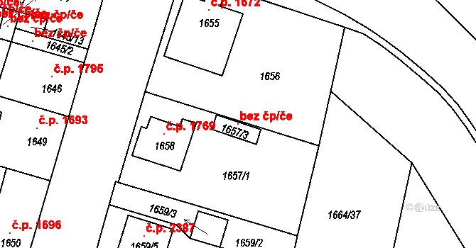 Louny 106292269 na parcele st. 1657/3 v KÚ Louny, Katastrální mapa