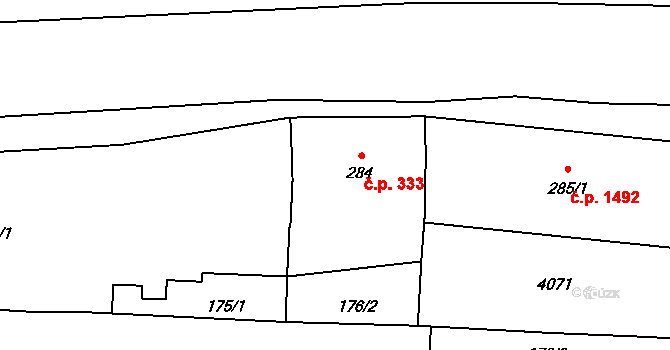 Lipník nad Bečvou I-Město 333, Lipník nad Bečvou na parcele st. 284 v KÚ Lipník nad Bečvou, Katastrální mapa