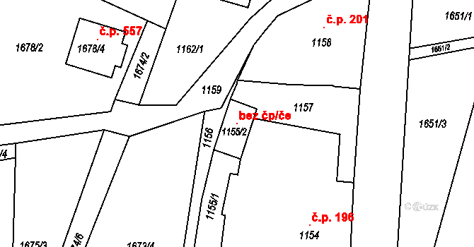 Měřín 118130269 na parcele st. 1155/2 v KÚ Měřín, Katastrální mapa
