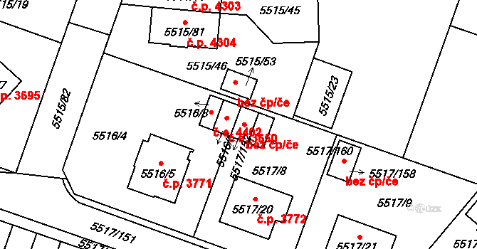 Jihlava 3651 na parcele st. 5517/152 v KÚ Jihlava, Katastrální mapa