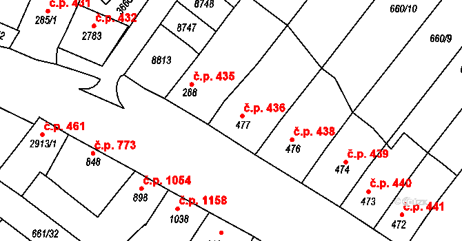 Veselí nad Moravou 436 na parcele st. 477 v KÚ Veselí-Předměstí, Katastrální mapa