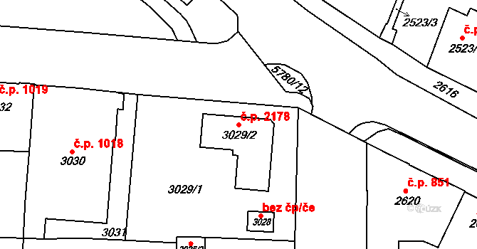 Pod Bezručovým vrchem 2178, Krnov na parcele st. 3029/2 v KÚ Krnov-Horní Předměstí, Katastrální mapa