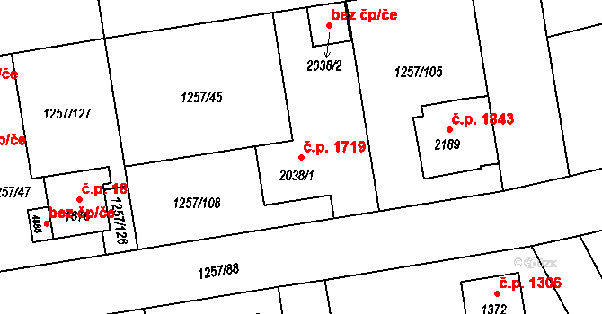 Šumperk 1719 na parcele st. 2038/1 v KÚ Šumperk, Katastrální mapa