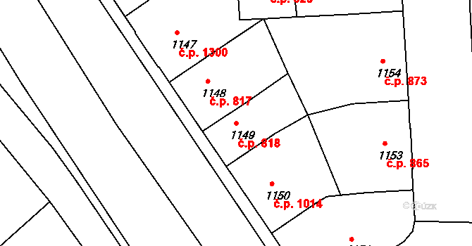 Děčín IV-Podmokly 818, Děčín na parcele st. 1149 v KÚ Podmokly, Katastrální mapa