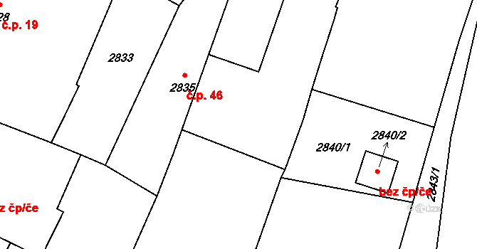 Žíšov 17 na parcele st. 2836/1 v KÚ Žíšov u Veselí nad Lužnicí, Katastrální mapa