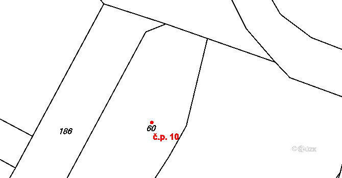 Bartoušov 10, Jičíněves na parcele st. 60 v KÚ Bartoušov u Jičíněvsi, Katastrální mapa