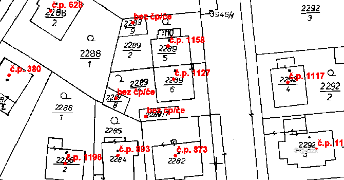 Poděbrady III 1127, Poděbrady na parcele st. 2289/6 v KÚ Poděbrady, Katastrální mapa
