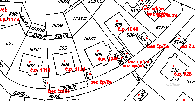 Trnovany 1045, Teplice na parcele st. 506 v KÚ Teplice-Trnovany, Katastrální mapa