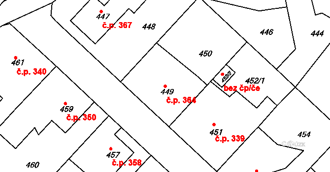 Svatava 364 na parcele st. 449 v KÚ Svatava, Katastrální mapa