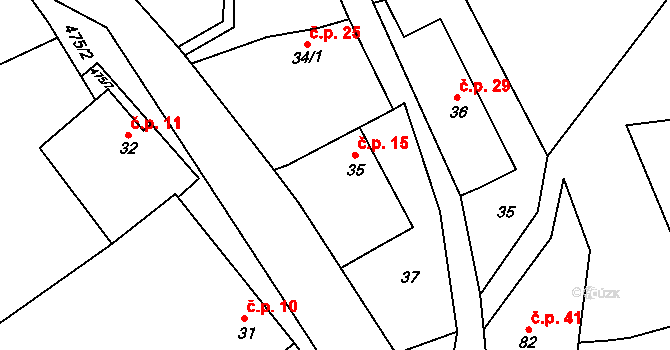 Černín 15, Zdice na parcele st. 35 v KÚ Černín u Zdic, Katastrální mapa