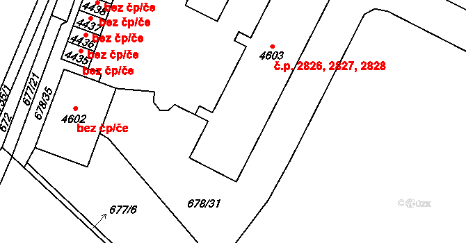Dvůr Králové nad Labem 2826,2827,2828 na parcele st. 4603 v KÚ Dvůr Králové nad Labem, Katastrální mapa