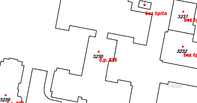 Vsetín 815 na parcele st. 3230 v KÚ Vsetín, Katastrální mapa
