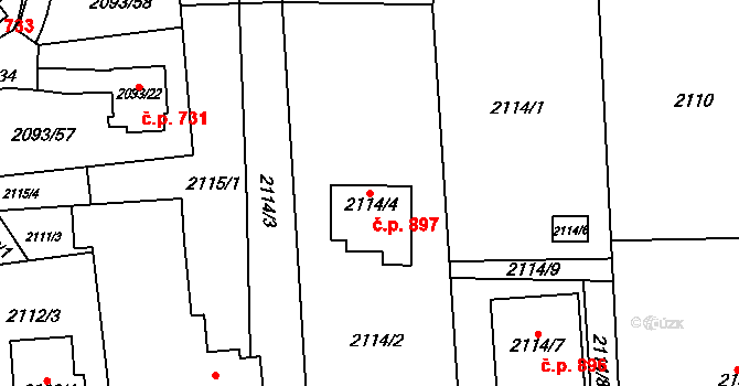 Bludovice 897, Havířov na parcele st. 2114/4 v KÚ Bludovice, Katastrální mapa