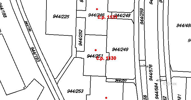 Šumbark 1130, Havířov na parcele st. 944/251 v KÚ Šumbark, Katastrální mapa