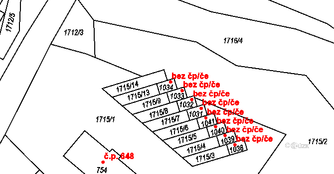 Boršice 14 na parcele st. 1034 v KÚ Boršice u Buchlovic, Katastrální mapa