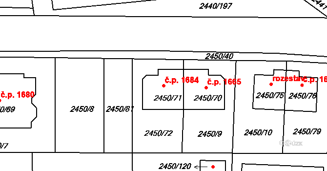 České Budějovice 6 1684, České Budějovice na parcele st. 2450/71 v KÚ České Budějovice 6, Katastrální mapa