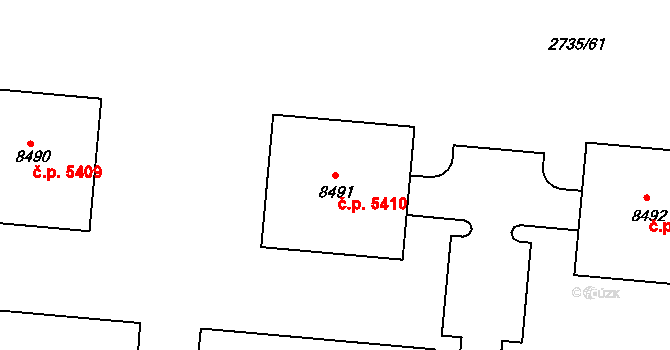 Zlín 5410 na parcele st. 8491 v KÚ Zlín, Katastrální mapa