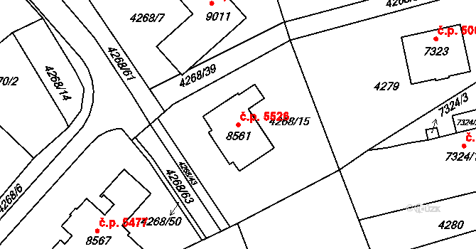 Zlín 5526 na parcele st. 8561 v KÚ Zlín, Katastrální mapa