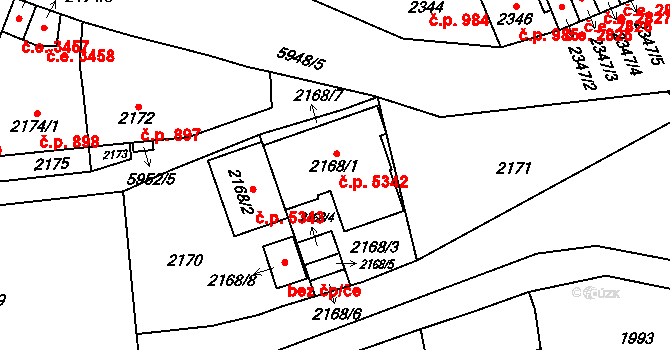 Jihlava 5342 na parcele st. 2168/1 v KÚ Jihlava, Katastrální mapa