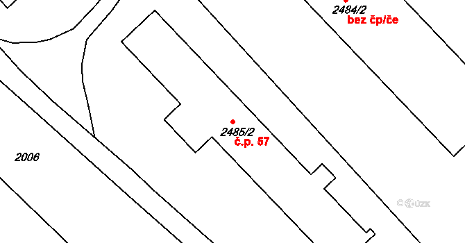 Katov 57 na parcele st. 2485/2 v KÚ Katov, Katastrální mapa