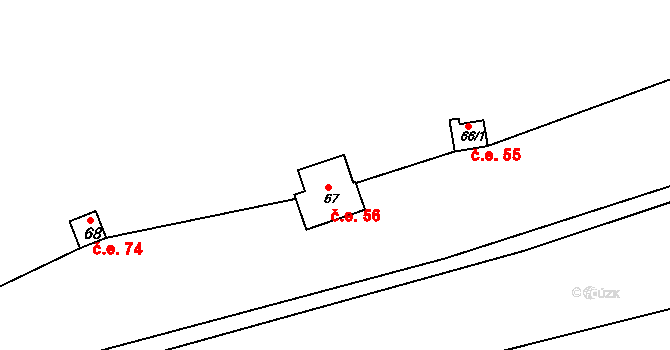 Bražec 56, Náchod na parcele st. 67 v KÚ Bražec, Katastrální mapa