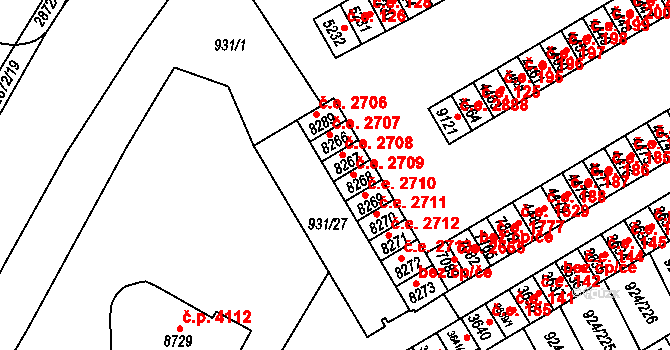 Hodonín 2708 na parcele st. 8267 v KÚ Hodonín, Katastrální mapa