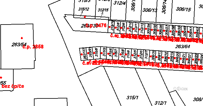 Znojmo 1395 na parcele st. 315/5 v KÚ Znojmo-Louka, Katastrální mapa