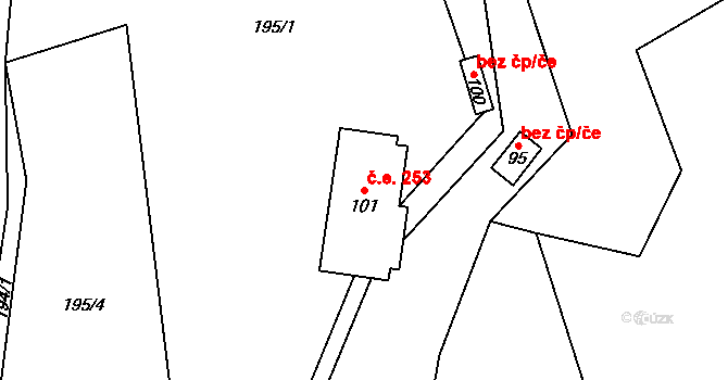 Lipka 253, Horní Bradlo na parcele st. 101 v KÚ Lipka, Katastrální mapa