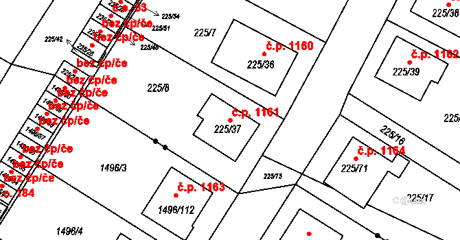 Brumov 1161, Brumov-Bylnice na parcele st. 225/37 v KÚ Brumov, Katastrální mapa