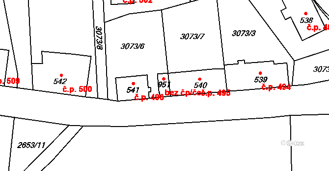 Hranice 38785269 na parcele st. 951 v KÚ Hranice u Aše, Katastrální mapa