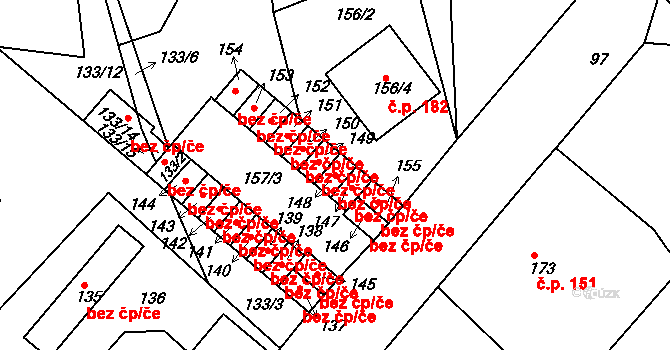 Teplice 39126269 na parcele st. 148 v KÚ Hudcov, Katastrální mapa