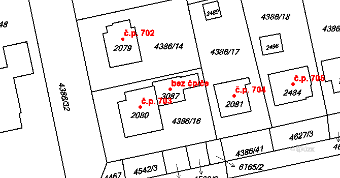 Polička 40161269 na parcele st. 3087 v KÚ Polička, Katastrální mapa