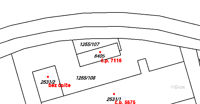 Zlín 7116 na parcele st. 8405 v KÚ Zlín, Katastrální mapa
