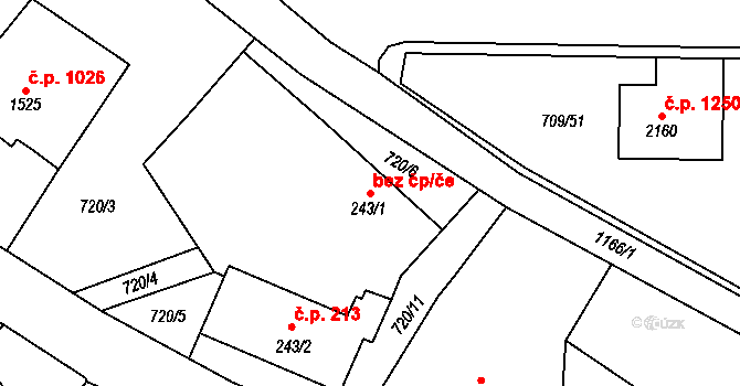 Červený Kostelec 42412269 na parcele st. 243/1 v KÚ Červený Kostelec, Katastrální mapa