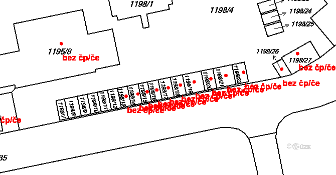Ostrava 42690269 na parcele st. 1198/17 v KÚ Moravská Ostrava, Katastrální mapa